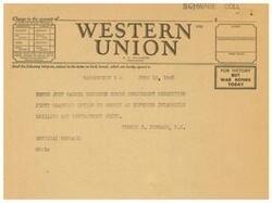 ["The document is a telegram sent on June 19, 1945, regarding the House passing a resolution related to deducting expenses for drilling and development costs. The message is addressed to various oil companies and banks in Oklahoma."]