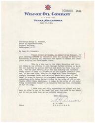 ["The document is a thank you to Representative George B. Schwabe for his efforts in passing Concurrent Resolution 50, which allows oil companies to deduct intangible drilling and development costs. The document also highlights the challenges faced by the oil industry, such as labor shortages and increased costs, and requests further reforms to help the industry. The writer expresses support for Representative Schwabe and appreciation for his work on behalf of the oil industry."]