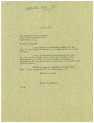 ["Schwabe expresses gratitude to Curtis for writing a letter to the Commissioner of Indian Affairs on his behalf. Curtis acknowledges receiving a letter regarding a bill relating to Peyote and explains that he has put the bill on hold after hearing testimony from a group of Indians from Oklahoma who opposed it. Curtis provides a list of the individuals who appeared before him and assures the Commissioner that their purpose for coming to Washington was realized."]