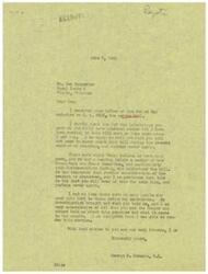 ["Ben Carpenter thanks Congressman George B. Schwabe for considering his concerns about H.R. 2403, the peyote bill. Schwabe assures Carpenter that the bill will not be a concern during the current session of Congress, and possibly never again. Schwabe mentions meeting with Osage Indians and Representative Curtis, who introduced the bill, and states that further consideration of the measure has been abandoned. Schwabe expresses appreciation for Carpenter and the Osages sharing information about their religious ceremonies involving the herb, and assures Carpenter that he will do his best for the Native American community. Carpenter also requests information about a national charter filed at the Department of the Interior."]
