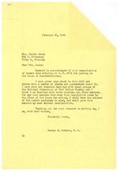 ["Mrs. Harold Hanna wrote a letter in support of bill H.R. 2071, which would provide reclassification and overtime pay for postal employees. Congressman George B. Schwabe responded, assuring Mrs. Hanna that he would consider the welfare of postal employees when the legislation comes to the House for action."]
