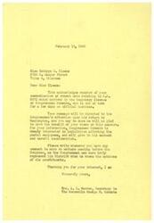["Miss Kathryn G. Klemme wrote to Congressman George Schwabe regarding her support for Bill # H.R. 2071, which addresses the issue of underpaid postal employees. She emphasized the importance of the postal service and urged the Congressman to consider the bill to improve the situation. Congressman Schwabe's secretary, Mrs. A. L. Warren, acknowledged receipt of Miss Klemme's communication and assured her that the Congressman would consider her views on the matter upon his return to Washington. Warren also encouraged Miss Klemme to continue sharing her opinions on pending legislation in order to help Congressman Schwabe better represent his constituents."]