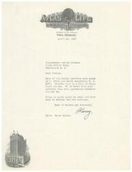 ["The document is written by Harry Hudson to Congressman George Schwabe, urging him to support H.R. 2071 to raise postal carriers' income. Harry also updates George on the situation in Tulsa and mentions attending War Dad meetings."]