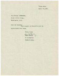 ["The author, David Ealey, is writing to Honorable  George B. Schwabe in Washington, D.C. to thank him for his support of H.R.2071."]