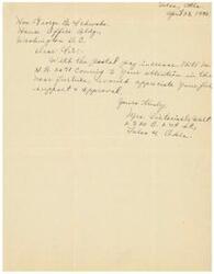 ["Mrs. Vectorizable Walt from Tulsa, Oklahoma, wrote a letter to Hou. B. Stause at the George Office Building in Washington D.C. on April 23, 1945, regarding the postal pay increase Bill N.R. 2071. She requested his support and approval for the bill and expressed her appreciation for his attention to the matter."]