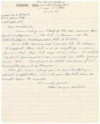 ["The document is written by Mrs. Henry F. Customs to Congressman Geo B. Schwabe asking for support for the Postal Employees Reclassification Bill, H.R. 2071, which would provide a permanent wage increase for postal employees, including letter carriers. Mrs. Customs emphasizes the need for this bill as the current War Bonus is set to expire soon. She urges Congressman Schwabe to consider and vote for the bill when it is brought before Congress."]