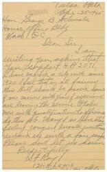 ["The document is addressed to Honorable  George B Achievable and requests support for a bill related to city routes for carriers. The writer expresses concern about experienced carriers leaving the service and urges Congress to pass the bill. They ask for a fair way to address the issue and request not to be let down. The document is signed by Lewis H. Obst."]