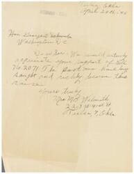 ["Mrs. MB Wilmoth expresses appreciation to Honorable  George B. Schwabe for his support of Bill No.2071. She believes that the past men have worked hard and deserve a raise."]