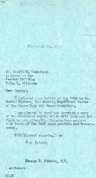 ["The document consists of three letters exchanged between Harold E. Rorschach, George B. Schwabe, and Harold Knutson discussing the unemployment bill and labor issues. Rorschach compliments the House's stand against the bill, while Knutson expresses opposition to it and emphasizes the importance of considering the welfare of the country over labor votes. Additionally, Rorschach raises concerns about the closure of court clerk offices on Saturdays and discusses personal matters related to his family."]
