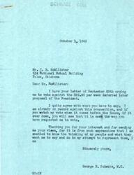 ["Mr. C. B. McAllister wrote to Congressman George Schwabe urging him to vote against the $25 per week deferred labor proposal of the President, as he believed it would encourage idleness and unemployment. Congressman Schwabe responded, agreeing with McAllister's views and stating that he was already on record against the proposition. Schwabe thanked McAllister for his input and assured him that he would vote the way McAllister requested."]