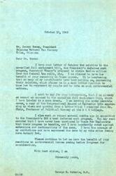 ["In a letter dated October 2, 1945, Joseph Bowes, President of Oklahoma Natural Gas Company, expressed concerns to Congressman George Schwabe about various bills related to full employment and government spending. Bowes believed that such bills would discourage work ethic and individual initiative. He also disagreed with Secretary of the Treasury Vinson's proposal to remove 12 million people from the federal tax rolls, arguing that all citizens should pay their fair share of taxes. Schwabe responded that he was already opposed to the full employment bill and the President's deferred work program, and had consistently voted against similar programs. He thanked Bowes for his input and asked for continued feedback on controversial issues."]