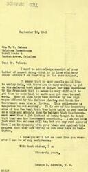 ["Mr. Peters, owner of the Oklahoma Greenhouse, wrote a letter to Representative  George B. Schwabe expressing his frustration with the difficulty of hiring workers due to many preferring to stay on a government-sponsored work plan rather than seeking employment. He believes this mentality is harmful to the economy and criticizes the New Deal for promoting dependency on the government. Representative  Schwabe sympathizes with Mr. Peters' concerns and offers assistance."]
