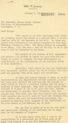 ["The author, Waller M. Henneman, writes to George Schwabe about his concerns regarding the Full Employment Bill and the need for balance and intelligence in considering it. He criticizes the social experimentation of the past and the lack of practical solutions for social problems. Henneman calls for a period of reprieve and thanksgiving to help returning youth find their place in society before implementing full employment legislation. He questions the motives of those promoting the bill and warns against political exploitation. Henneman emphasizes the importance of American ideals and leadership in addressing economic balance and social issues."]