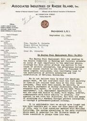 ["The document is a letter expressing concerns about the Murray Full Employment Bill, which the writer believes will lead to the destruction of private enterprise and the adoption of National Socialism. The writer urges for a delay in passing the bill to allow the public to become informed and express their views to Congress. The document also references a speech by Dr. Virgil Jordan, who compares the economic and political ideas in the bill to those of National Socialism in Europe."]