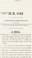 ["This bill, introduced by Mr. McMillan of South Carolina in the House of Representatives, seeks to amend certain sections of previous laws related to World War Veterans' Legislation. It aims to make changes to Public Law Numbered 484 from the Seventy-third Congress, as well as Public Law Numbered 198 from the Seventy-sixth Congress and Public Law Numbered 144 from the Seventy-eighth Congress. The bill was referred to the Committee on World War Veterans' Legislation for further consideration."]