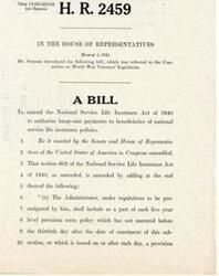 ["This bill, introduced by Mr. Stigler in the House of Representatives in 1945, aims to amend the National Service Life Insurance Act of 1940 to allow lump-sum payments to beneficiaries of national service life insurance policies. The bill includes specific provisions regarding the inclusion of this option in policies issued before or after a certain date."]