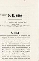 ["The document introduces a bill, H.R. 5559, which aims to provide a pension for personnel of the armed forces who were taken prisoner by the enemy in the Philippines and other locations during World War II. The bill acknowledges the sacrifices made by these individuals and seeks to provide support for them."]