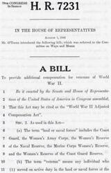 ["This bill, introduced in the 79th Congress, 2nd Session by Mr. O'Toole on August 1, 1946, is aimed at providing additional compensation for veterans of World War II. The bill, known as the \"World War II Adjusted Compensation Act\", includes definitions of terms such as \"land or naval forces\" and \"veteran\". It also specifies that the Coast Guard, Women's Army Corps, and other related groups are included in the definition of \"land or naval forces\"."]