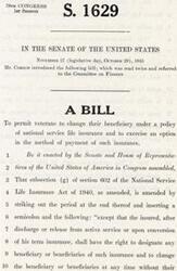 ["The document is a bill introduced in the Senate by Mr. Cordon in 1945, which proposes an amendment to the National Service Life Insurance Act of 1940. The bill aims to allow veterans to change their beneficiary under a policy of national service life insurance and to have the option to change the method of payment of such insurance."]