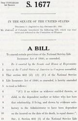 ["This bill, introduced in the Senate by Mr. Johnson of Colorado, aims to amend certain provisions of the National Service Life Insurance Act of 1940. Specifically, it proposes to amend section 602 (d) (2) (C) to include dependent mothers or fathers who were last in that relationship with the insured and were shown to be dependent on the insured at the time of his death."]