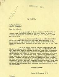 ["The document is from Merlyn M. Hallett and Reginald T. Hallett to Honorable  George B. Schwabe, urging him to use his influence to bring bills H. R. 127, H. R. 2859, and H. R. 1970 concerning veterans out of committees for consideration. Schwabe responds that he is not on the committees handling these bills and it is unlikely they will be acted upon soon due to other legislative priorities. He promises to consider the bills if they are brought before the House."]