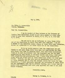 ["The document from Mr. Summerville urges Congressman Schwabe to use his influence to bring three bills concerning veterans benefits out of committee for consideration. Congressman Schwabe responds, stating that he is not a member of the committees handling these bills and does not have the power to move them forward. He expresses doubt that the bills will be acted upon soon due to other legislative priorities, but assures Mr. Summerville that he will consider the bills if they are brought before the House."]