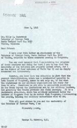 ["Billy L. Underwood, a member of the Veterans of Foreign Wars, wrote to Congressman George B. Schwabe urging him to take action on three pending bills that would benefit veterans. Schwabe responded, expressing his concern for veterans and explaining the challenges of passing legislation due to the influence of military leaders. Underwood emphasized the importance of these bills for veterans and called on Schwabe to use his influence to move them forward."]