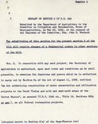 ["The Department of Agriculture submitted a redraft of Section 2 of H.R. 520 to the Committee on Irrigation and Reclamation in 1945. The redraft authorizes the Secretary of Agriculture to exercise functions and powers related to water conservation and utilization projects on Federal reclamation projects. The redraft also includes provisions for the acquisition, sale, and leasing of lands within projects, as well as cooperative agreements with the Secretary of the Interior. Contracts, exchanges, and leases must adhere to sound project development and business principles."]