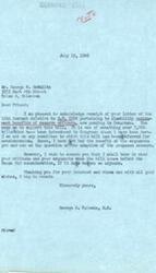["The document is a letter from George W. McMullin to George B. Schwabe, a member of the House of Representatives, urging him to support bill HR6954 regarding disability retirement benefits for reserve officers. Schwabe responds by acknowledging the letter and stating that he will consider McMullin's views when the bill comes before the House for consideration. Schwabe also notes that he is not on the committee reviewing the bill, so he has not heard arguments for or against it."]