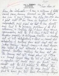 ["The document is a letter from a war veteran and oil producer named Geo. F. Schwabe, addressing the issues faced by GIs returning from war and the bureaucratic obstacles hindering their support. He mentions a meeting held to discuss these issues and invites the recipient to attend a future meeting to provide guidance and support. Schwabe emphasizes the need for constructive action to address the challenges faced by returning veterans."]