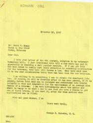 ["Representative  George B. Schwabe received a letter from James F. Knapp regarding a veterans' homestead bill that Schwabe introduced. Schwabe is enthusiastic about the bill and willing to help veterans like Knapp obtain land once the bill is passed. Knapp, a war veteran with farming experience, is interested in the proposal to divide government land for veterans and seeks more information."]