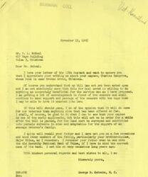 ["Mr. McNeal wrote to George B. Schwabe, a member of Congress, requesting that his nephew, Charles Hargrove, be considered for a proposed bill that would provide land for veterans to farm. Schwabe responded, expressing his hope for the bill's passage and offering to assist Hargrove when the time comes. Schwabe also mentioned his familiarity with McNeal's family and shared personal regards."]