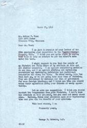 ["Arthur C. Wood expresses his opposition to the Wagoner-Murray-Dingell Bill, which he believes will stifle private enterprise and lead to government interference. He urges Representative George R. Schwabe to consider the negative impact of such legislation and to support free enterprise. Schwabe responds by reaffirming his own opposition to socializing medicine and statism, and encourages Wood to voice his concerns to his own Congressman."]