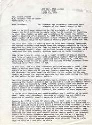 ["The document is addressed to Senator Elmer Thomas, expressing concern over the oversight of the Social Security Act not including provisions for those who become totally disabled before reaching the age of eligibility for benefits. The writer suggests amending the Act to include a total disability clause retroactive to 1937, sharing their personal case as an example. The document is also copied to Congressman George Schwabe for his consideration."]