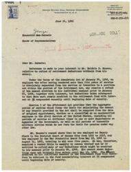["The document is a series of letters and communications regarding Mr. Baldwin D. Bunsen's request for a refund of retirement deductions withheld from his salary. It explains the process and requirements for receiving a refund under the Retirement Act, and discusses Mr. Bunsen's employment history and eligibility for a refund. The documents show efforts made by Honorable George B. Schwabe to assist Mr. Bunsen in obtaining the refund, including contacting the Civil Service Commission on his behalf. The final letter expresses gratitude for the assistance provided by Mr. Schwabe."]