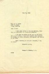 ["Mrs. H. H. Franks wrote a letter to Congressman George B. Schwabe expressing her opposition to Socialized Medicine, stating that she believes it would be a calamity and would take away the God-given right to choose one's own doctors. Congressman Schwabe responded, thanking her for her views and informing her that he also opposes Socialized Medicine and will vote against any measures of its kind."]