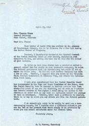 ["Mrs. Flossie Dixon wrote to Congressman Schwabe seeking assistance for her disabled husband, who is unable to work and they have no income. The document suggests looking into state general relief laws and contacting the Oklahoma State Welfare Commission for assistance. The Social Security Board is working on amending laws to include disabled individuals under 65, but until then, there is no federal aid available. Congressman Schwabe is currently in Oklahoma but will address the matter upon his return to Washington."]