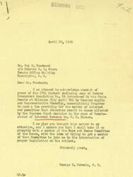 ["Mr. Woodward sent a letter to Congressman Schwabe regarding Senate Concurrent Resolution No. 19, which requests the waiver of interest and penalties on income tax deficiencies due to a Supreme Court decision. Schwabe assures he will discuss the matter with the Ways and Means Committee and potentially introduce legislation. Senator Moore also wrote to Schwabe, providing background on the resolution and suggesting collaboration with the Oklahoma delegation for the legislation."]