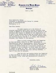 ["The document is a letter discussing proposed legislation that would provide an exclusion from income for members of the American Red Cross similar to the exclusion for members of the armed forces. The document states that a bill is pending before the Committee on Ways and Means and includes a copy of the bill. The document also mentions that attention will be called to the interest of Mr. Wiles and Representative Schwabe in the matter."]