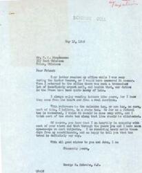 ["The document includes a letter from George B. Schwabe, a member of Congress, responding to a letter from W. H. Stephenson regarding taxes on cars. Schwabe expresses agreement with Stephenson's views and mentions his heavy workload. Another letter urges people to write to Schwabe about their views on government expenditures, as he is now on the House Appropriations Committee. Stephenson also mentions concerns about grain prices and rationing."]