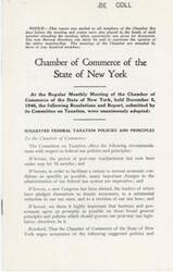 ["At a meeting of the Chamber of Commerce of the State of New York, held in December 1946, a Committee on Taxation submitted a report with recommendations for federal tax policies and principles. The report emphasized the need for changes in the tax system to facilitate a return to normal economic conditions after the post-war period. The committee urged prompt agreement between business and government on broad general principles for post-war tax legislation. They emphasized the importance of taking action rather than continuing to debate the issue."]