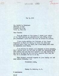 ["The document is a letter from George B. Schwabe, a member of Congress, to Honorable Robert L. Doughton, Chairman of the House Committee on Ways and Means, regarding a bill (H.R. 5978) related to taxes. Schwabe received a letter from Harold E. Rorschach, a tax attorney, recommending the bill be passed. Schwabe agrees with Rorschach's recommendation and expresses his support for the bill, emphasizing the importance of considering it seriously and promptly."]