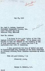 ["Paul H. Andres writes to George Schwabe about a bill (HR 5978) that has been introduced to amend the Internal Revenue Code regarding the adjustment of property basis for depreciation. He explains the importance of passing this legislation for companies like his that have been affected by the current method of determining depreciable value. Schwabe responds, thanking Andres for his input and expressing appreciation for his reasoning on the matter."]