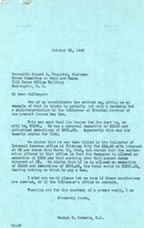 ["A constituent has written to George B. Schwabe, a member of the House Committee on Ways and Means, expressing concern about a misinterpretation of the income tax law by the Collector of Internal Revenue. The constituent's income is $1250 with a personal exemption of $1000 and authorized deductions of $291.65. The constituent has been billed for $14.46 with interest, claiming that the Collector's office is incorrect in allowing only a $500 exemption. Schwabe has reached out to Commissioner Joseph D. Nunan, Jr. for clarification on the matter."]