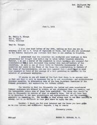 ["The document is from Philip K. Blough, an attorney with the United States Corps of Engineers in Tulsa, Oklahoma, to Honorable George B. Schwabe, a member of the House of Representatives. Blough is advocating for a pay increase for federal employees, citing the high cost of living in Tulsa and the need to save for the future. He mentions a pending bill in Congress and expresses hope that Schwabe will consider and support the pay increase. Schwabe responds, acknowledging the need for cuts in government spending but also recognizing the importance of retaining experienced federal employees. He assures Blough that he will keep his arguments in mind when the bill comes to the Floor of the House for consideration."]