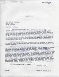 ["In a letter dated June 1, 1951, Congressman George B. Schwabe responds to a letter from Miss Lula M. Perkhiser expressing concerns about bills pending in Congress regarding increasing pay for federal employees and reducing sick and annual leave. Schwabe states that he will consider her suggestions and reasoning when the bills are discussed on the House floor. He acknowledges the challenges faced by federal employees due to rising living costs but also highlights the public demand for government economy measures, including reducing the number of federal employees. Schwabe concludes by expressing his belief that there are currently too many federal employees and that the taxpayers are demanding a reduction."]
