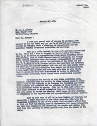 ["The document is a letter from George B. Schwabe, a member of Congress, responding to a supporter who has offered to help reduce non-essential federal government spending. Schwabe expresses frustration with the difficulty of cutting government expenditures due to the resistance from government bureaus and agencies that try to justify their services. He calls for government officials to have the courage to make necessary cuts and pledges to continue working towards reducing expenditures."]