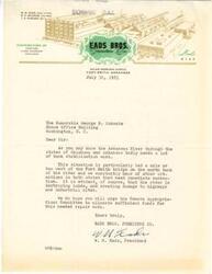 ["Two furniture companies in Fort Smith, Arkansas are writing to Congressman George B. Schwabe to urge the Senate Appropriations Committee to allocate funds for bank stabilization work along the Arkansas River, as there are significant cave-ins that are causing damage to highways, industrial sites, and land. They emphasize the urgent need for action to prevent further destruction and isolate the town from the west."]