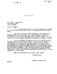["The document  is a letter from George B. Schwabe, a congressman, to Alanson R. Spalding Jr., expressing his support for the Pick-Sloan plan for flood control in the Kansas and Missouri watershed areas. Schwabe believes in prevention of floods rather than control and emphasizes the importance of stopping water at the watershed. The document also mentions a \"Share Luncheon\" event where funds were raised for CARE packages for European refugees."]