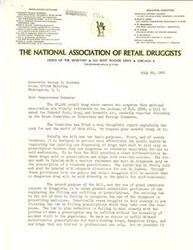 ["The document  is a letter from the National Association of Retail Druggists to Congressman Schwabe, urging him to support the passage of H.R. 3298, a bill to amend the Federal Food, Drug, and Cosmetic Act. The bill aims to protect public health by regulating the labeling and dispensing of prescription drugs and relaxing unrealistic provisions regulating the filling and refilling of prescriptions. The document argues that the bill has the support of the United States Food and Drug Administration and is necessary to prevent injury to public health."]